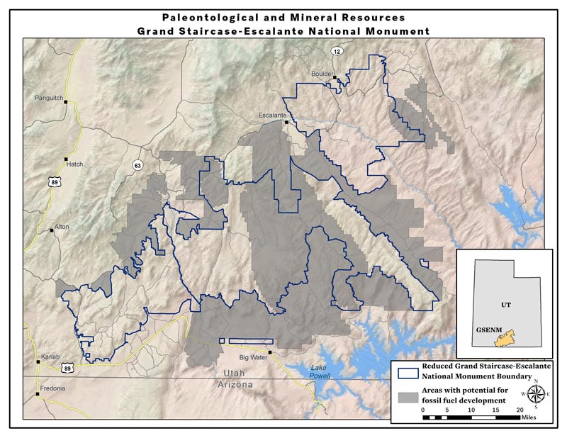 Map: Potential fossil fuel development areas -- Grand Staircase Escalante National Monument (PDF)