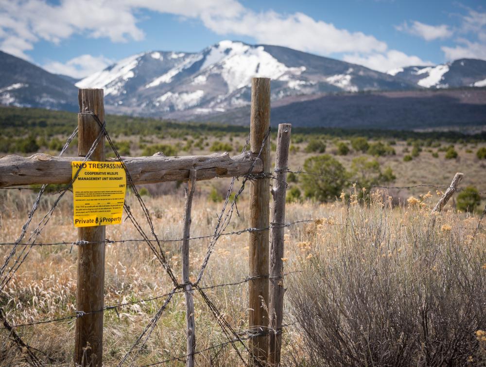 "No trespassing" sign marks private land in Utah