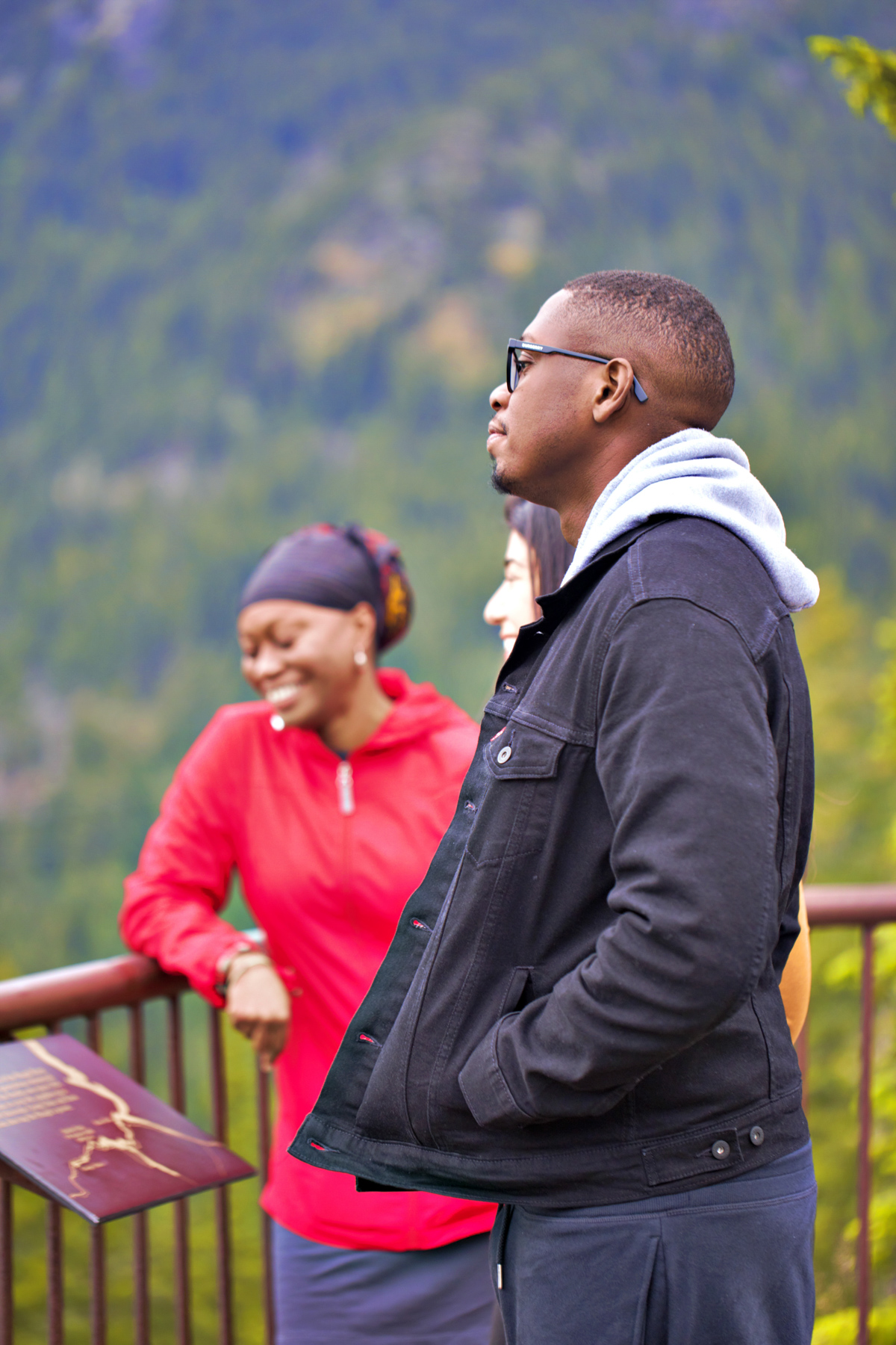 People standing at an overlook in North Cascades National Park