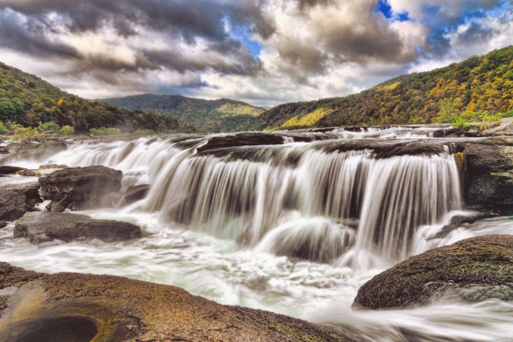 Waterfall with flowing water