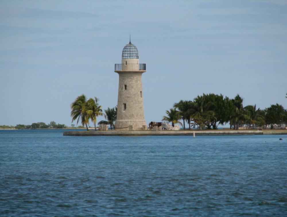 Boca Chita lighthouse, surrounded by water at Biscayne National Park.