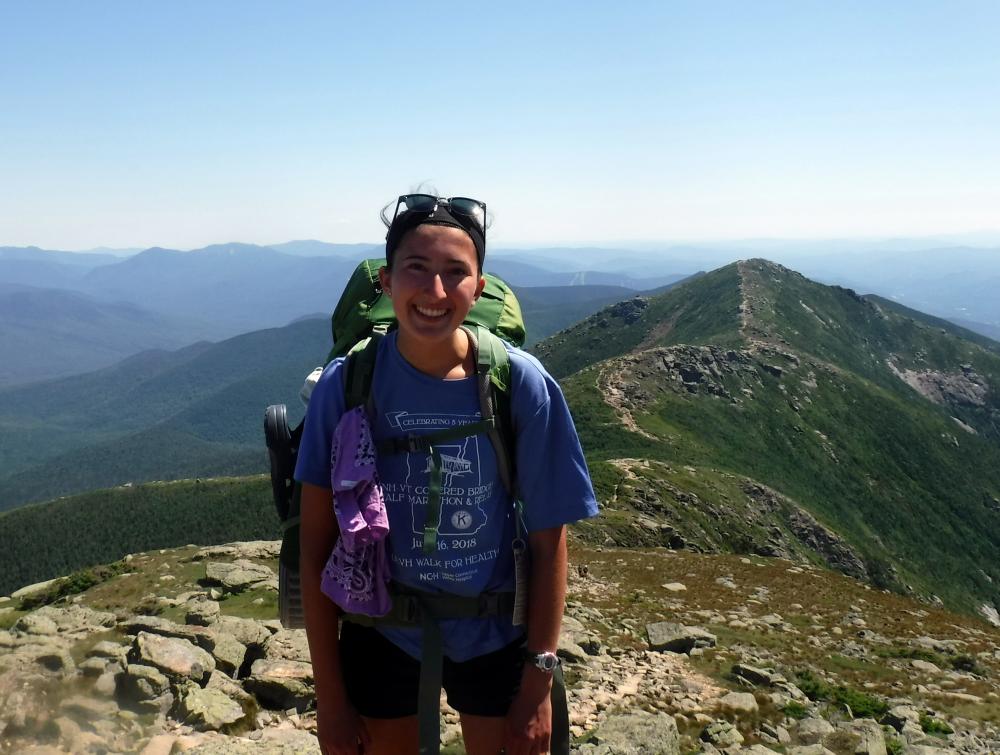 Evelyn Hatem hiking in New Hampshire