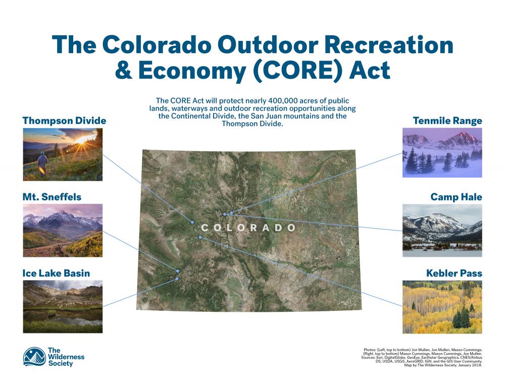 Map of areas protected under Colorado Outdoor Recreation and Economy Act