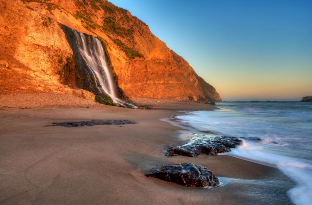 Waterfalls are a special treat for those hiking along the seashore.
