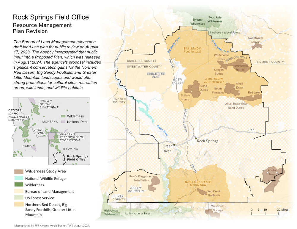 Map outlining Rock Springs Field Office 