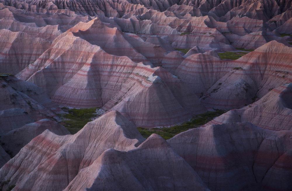 Arial view of red badlands national park mountains, South Dakota.