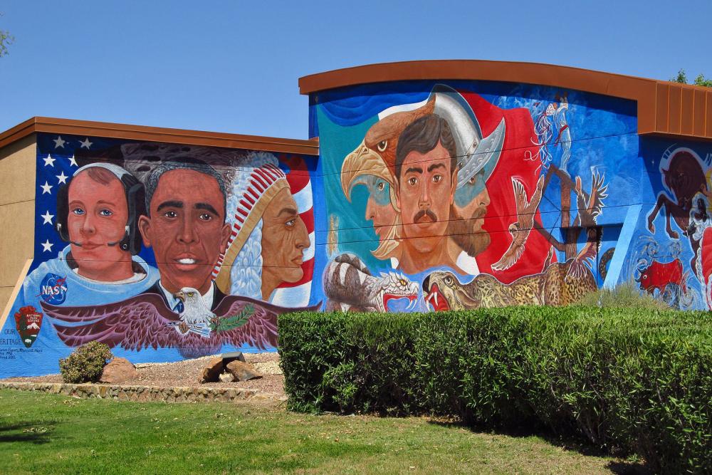 mural of people