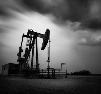 Oil well in black and white